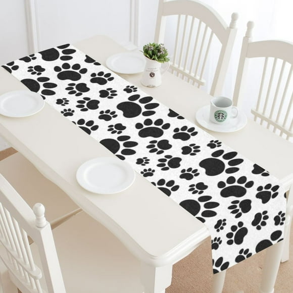 Table Runner 16in72in print with colorful animal footprints patterns Table Runner 16in72in print with colorful animal footprints patterns